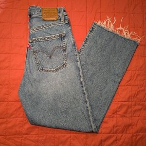 Levi's Classic Blue Jeans with Frayed Hem